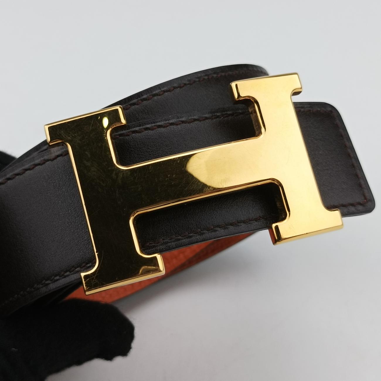 エルメスHermesTONE Hバックル ベルト ストラップブラックレザー