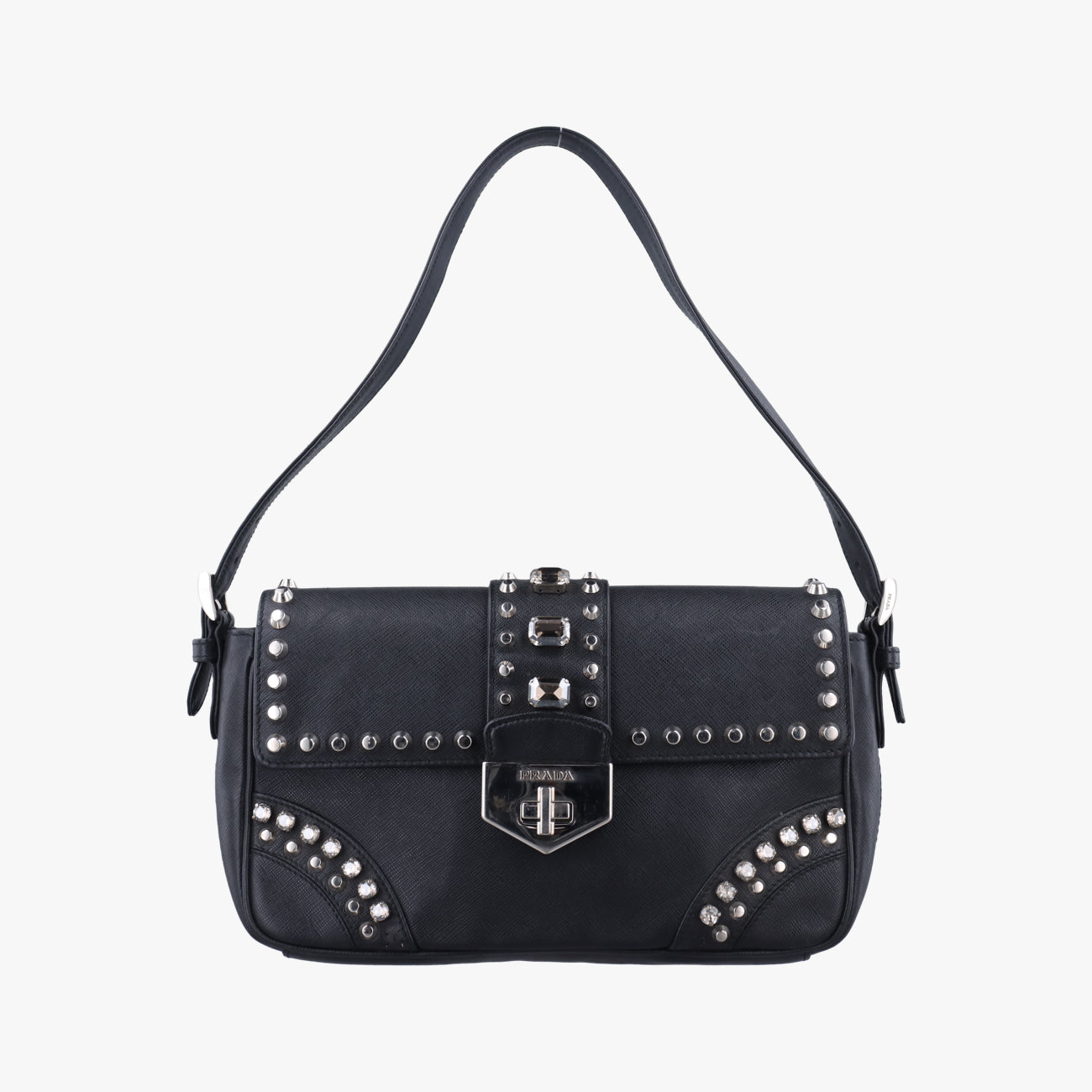 bijou stud stoneBlackSAFFIANO Leather180 8ビジュー スタッズ ストーンブラックサフィアーノレザー180 8