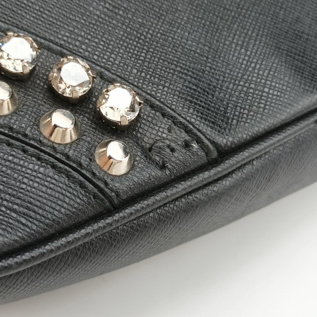 bijou stud stoneBlackSAFFIANO Leather180 8ビジュー スタッズ ストーンブラックサフィアーノレザー180 8