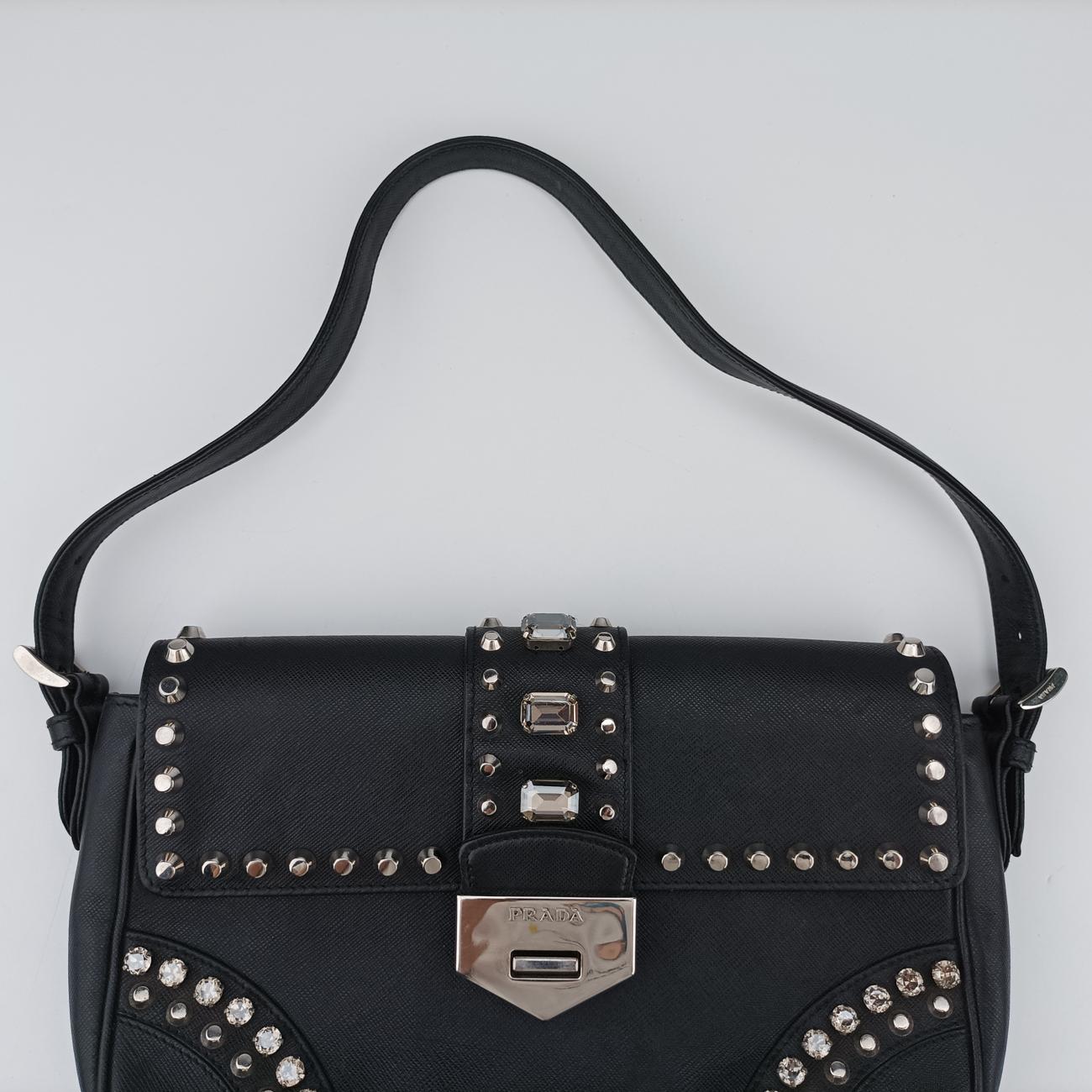 bijou stud stoneBlackSAFFIANO Leather180 8ビジュー スタッズ ストーンブラックサフィアーノレザー180 8