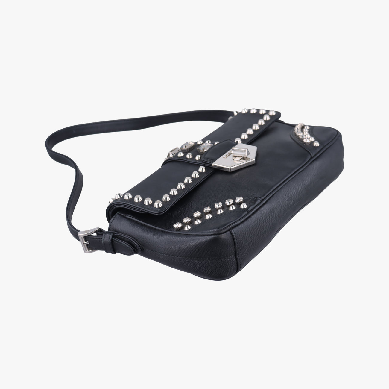 bijou stud stoneBlackSAFFIANO Leather180 8ビジュー スタッズ ストーンブラックサフィアーノレザー180 8