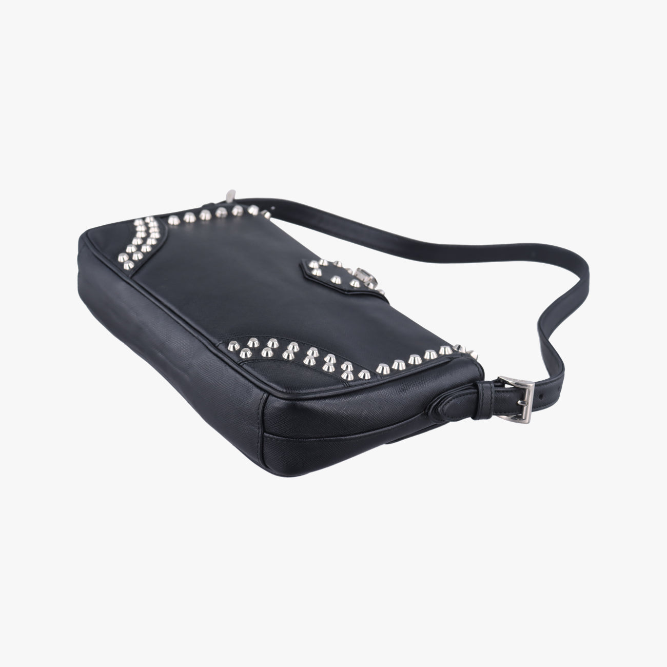bijou stud stoneBlackSAFFIANO Leather180 8ビジュー スタッズ ストーンブラックサフィアーノレザー180 8