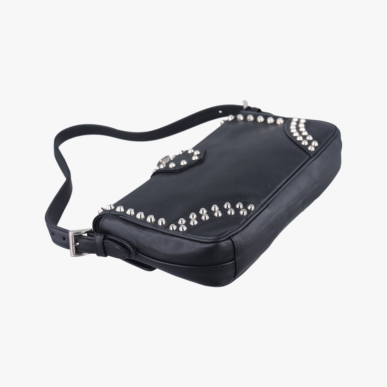bijou stud stoneBlackSAFFIANO Leather180 8ビジュー スタッズ ストーンブラックサフィアーノレザー180 8
