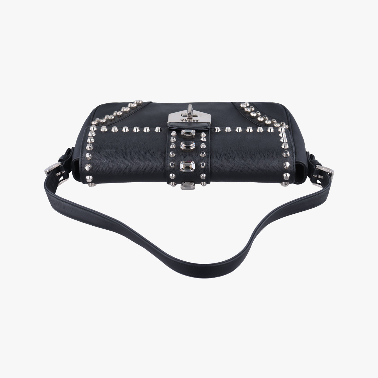 bijou stud stoneBlackSAFFIANO Leather180 8ビジュー スタッズ ストーンブラックサフィアーノレザー180 8