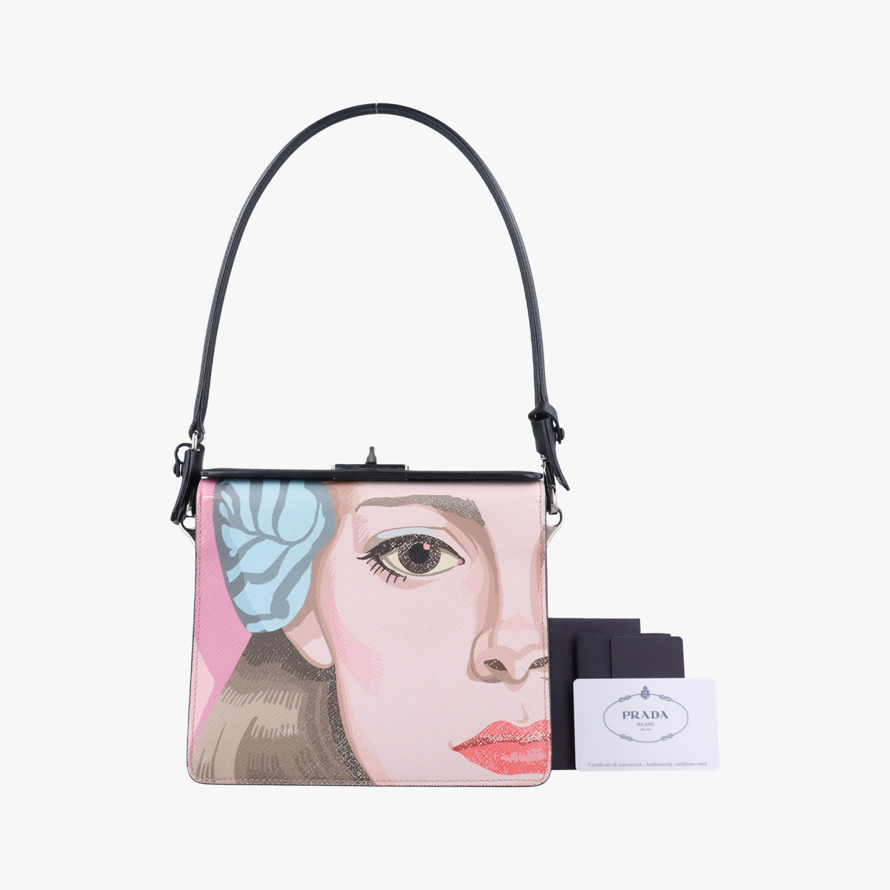 LIMITED EDITION WOMAN FACE ARTMulticolourSAFFIANO Leather239/H限定版 女性の顔 アートマルチカラーサフィアーノレザー239/H