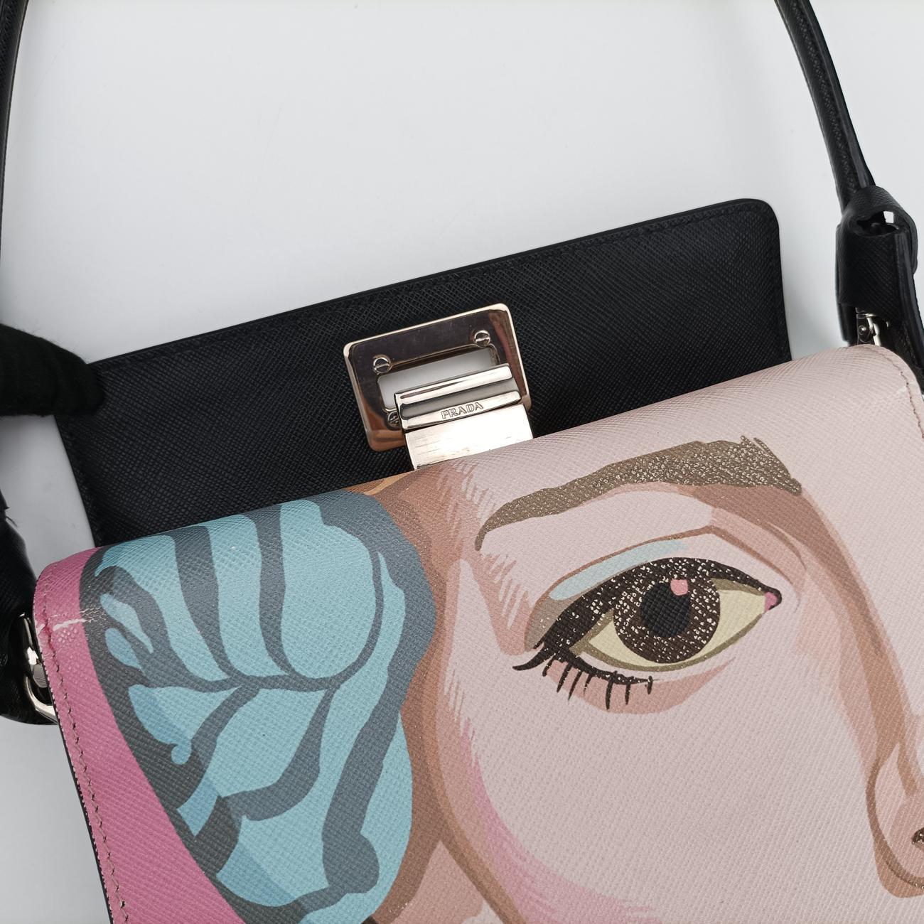 LIMITED EDITION WOMAN FACE ARTMulticolourSAFFIANO Leather239/H限定版 女性の顔 アートマルチカラーサフィアーノレザー239/H