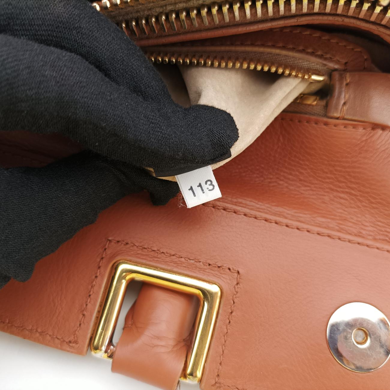 Glace calf frame satchelBrownLeather113 11グレースカーフフレームサッチェルブラウンレザー113 11