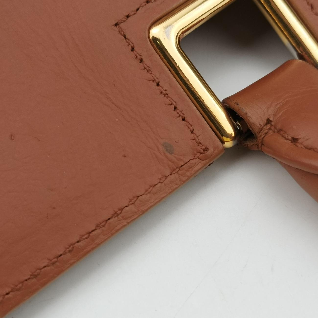 Glace calf frame satchelBrownLeather113 11グレースカーフフレームサッチェルブラウンレザー113 11