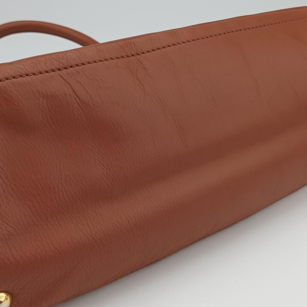 Glace calf frame satchelBrownLeather113 11グレースカーフフレームサッチェルブラウンレザー113 11