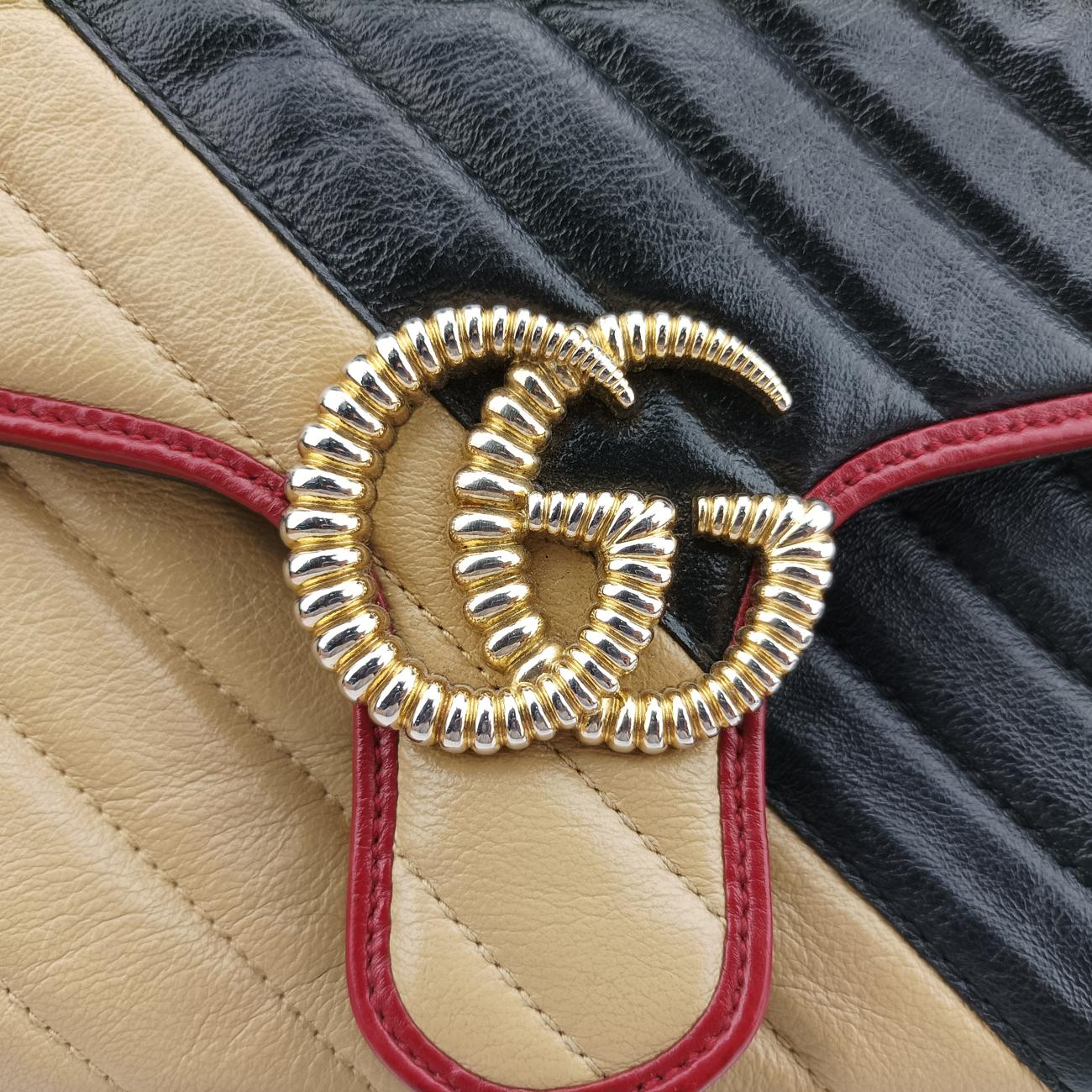GG MarmontBlack x Beige x RedLeather443497C029517078GGマーモントブラック×ベージュ×レッドレザー443497C029517078