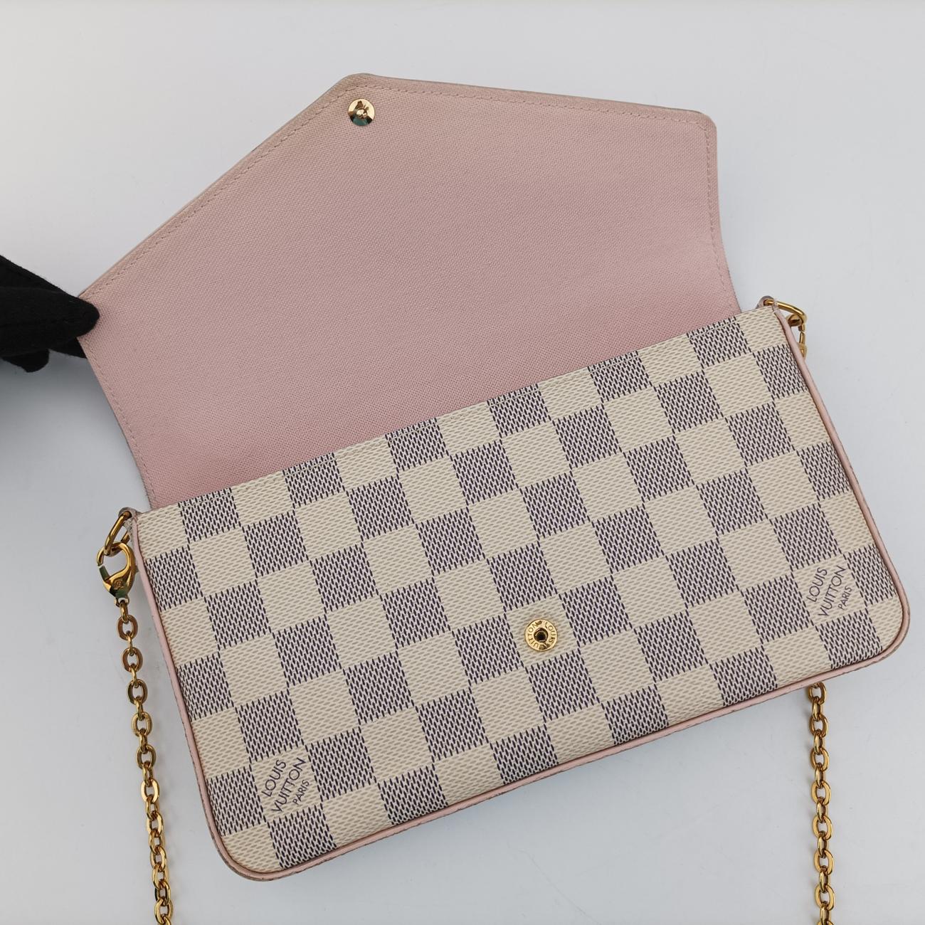 Pochette FeLICIEAZUR×Eau De RoseDamier CanvasN60235MI1148ポシェットフェリシーGMアズール×オードローズダミエキャンバスN60235MI1148