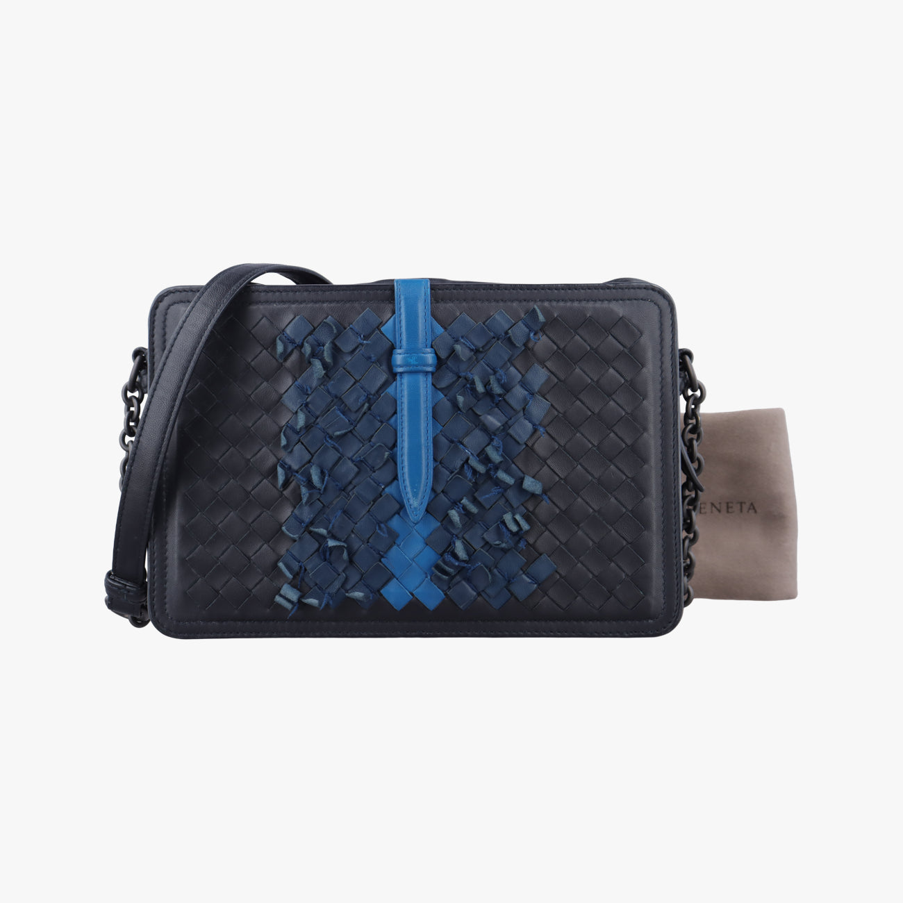 IntrecciatoBlue x Navy x BlacklambskinB06104607Bイントレチャートブルー×ネイビー×ブラックラムスキンB06104607B