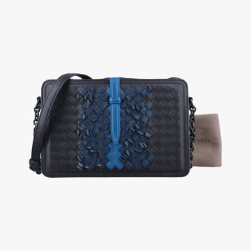 IntrecciatoBlue x Navy x BlacklambskinB06104607Bイントレチャートブルー×ネイビー×ブラックラムスキンB06104607B