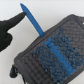 IntrecciatoBlue x Navy x BlacklambskinB06104607Bイントレチャートブルー×ネイビー×ブラックラムスキンB06104607B