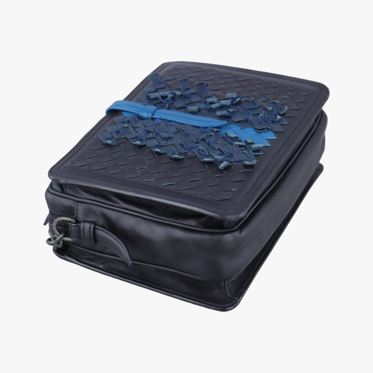 IntrecciatoBlue x Navy x BlacklambskinB06104607Bイントレチャートブルー×ネイビー×ブラックラムスキンB06104607B