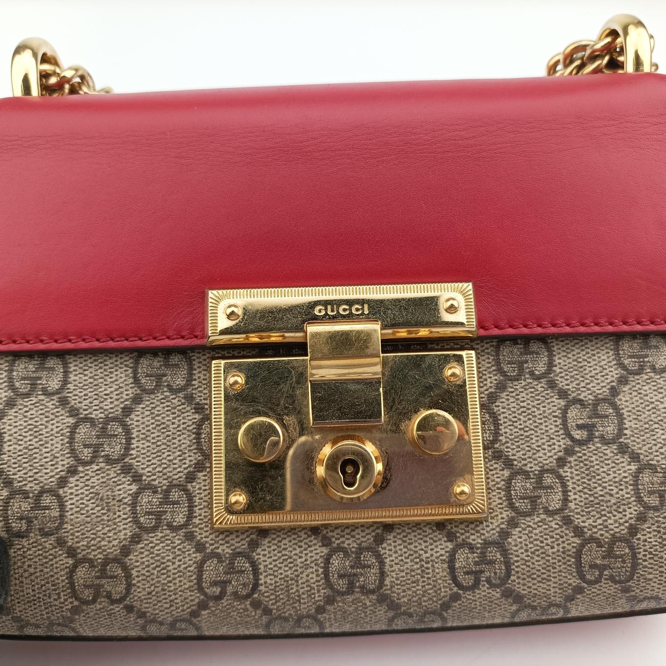 Padlockbeige×red×pinkPVC coated canvas×Leather409487I019024928パドロックベージュ×レッド×ピンクPVCコーティングキャンバス×レザー409487I019024928
