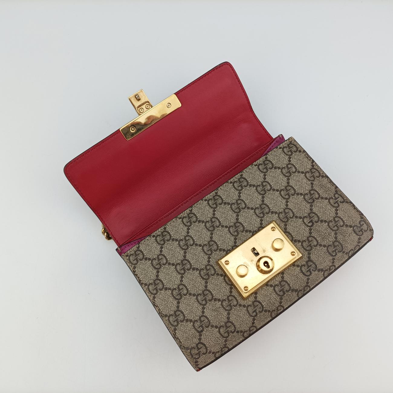Padlockbeige×red×pinkPVC coated canvas×Leather409487I019024928パドロックベージュ×レッド×ピンクPVCコーティングキャンバス×レザー409487I019024928