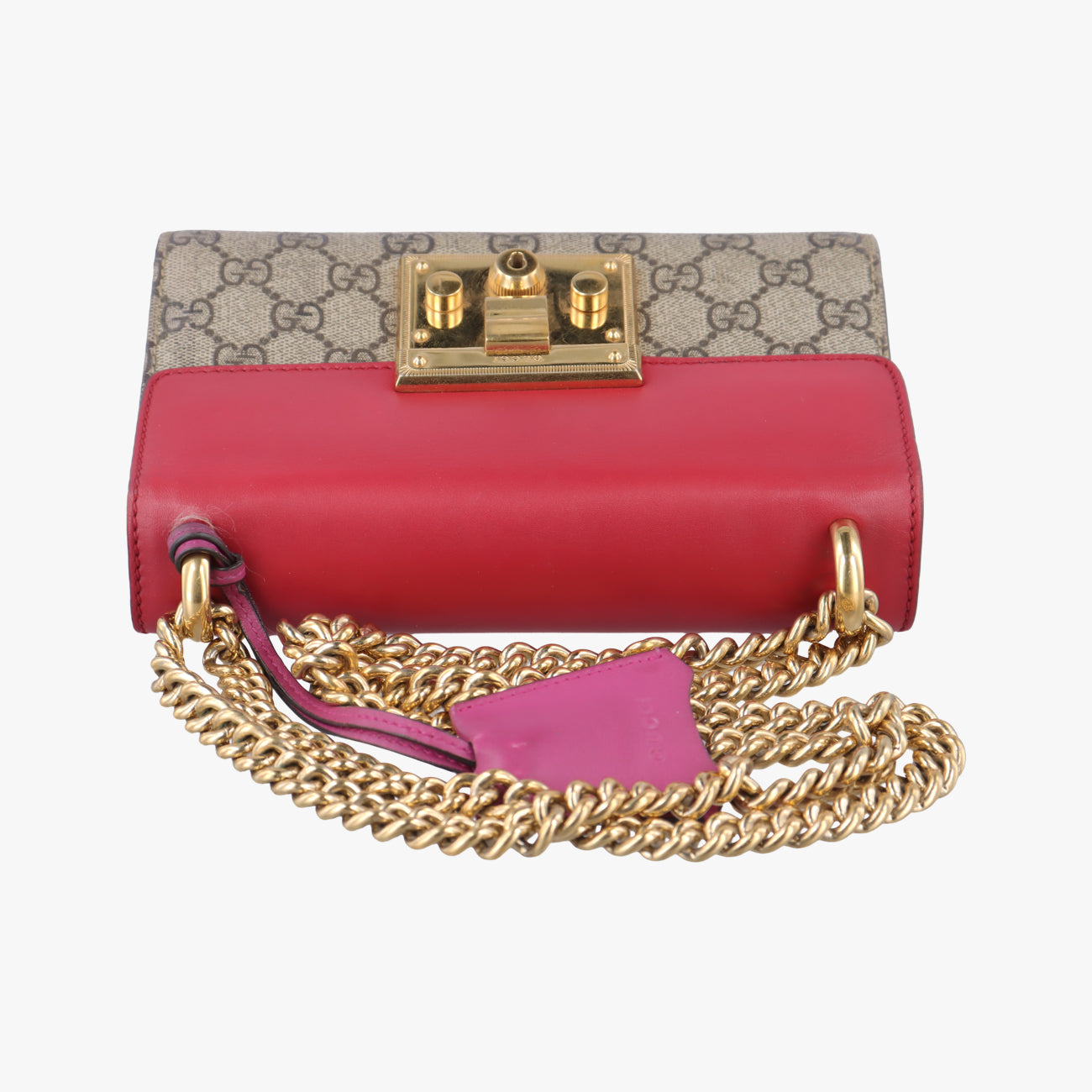 Padlockbeige×red×pinkPVC coated canvas×Leather409487I019024928パドロックベージュ×レッド×ピンクPVCコーティングキャンバス×レザー409487I019024928