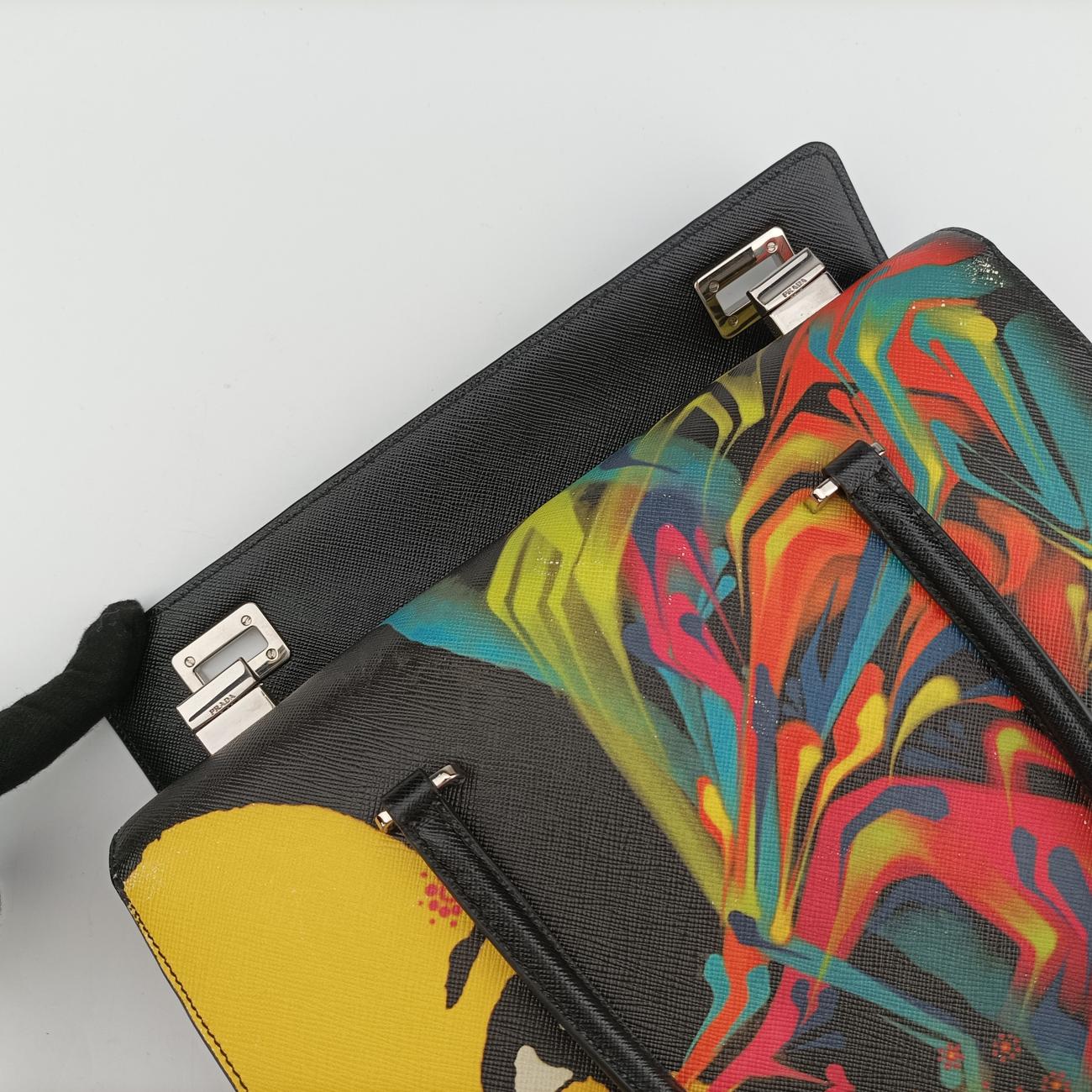 Lux Face Art TwinBlack×MulticolourSaffiano Leather B2710K231ラックスフェイスアートツインブラック×マルチカラーサフィアーノレザー B2710K231
