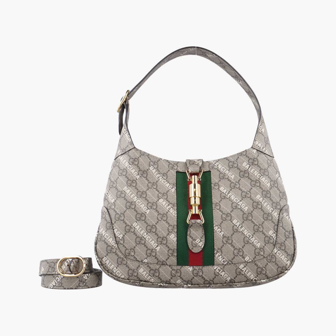 Balenciaga collaboration The Hacker Project Jackie 1961beige×red×greenPVC coated canvas636706A036622156バレンシアガ コラボ ザ ハッカー プロジェクト ジャッキー 1961ベージュ×レッド×グリーンPVCコーティングキャンバス636706A036622156