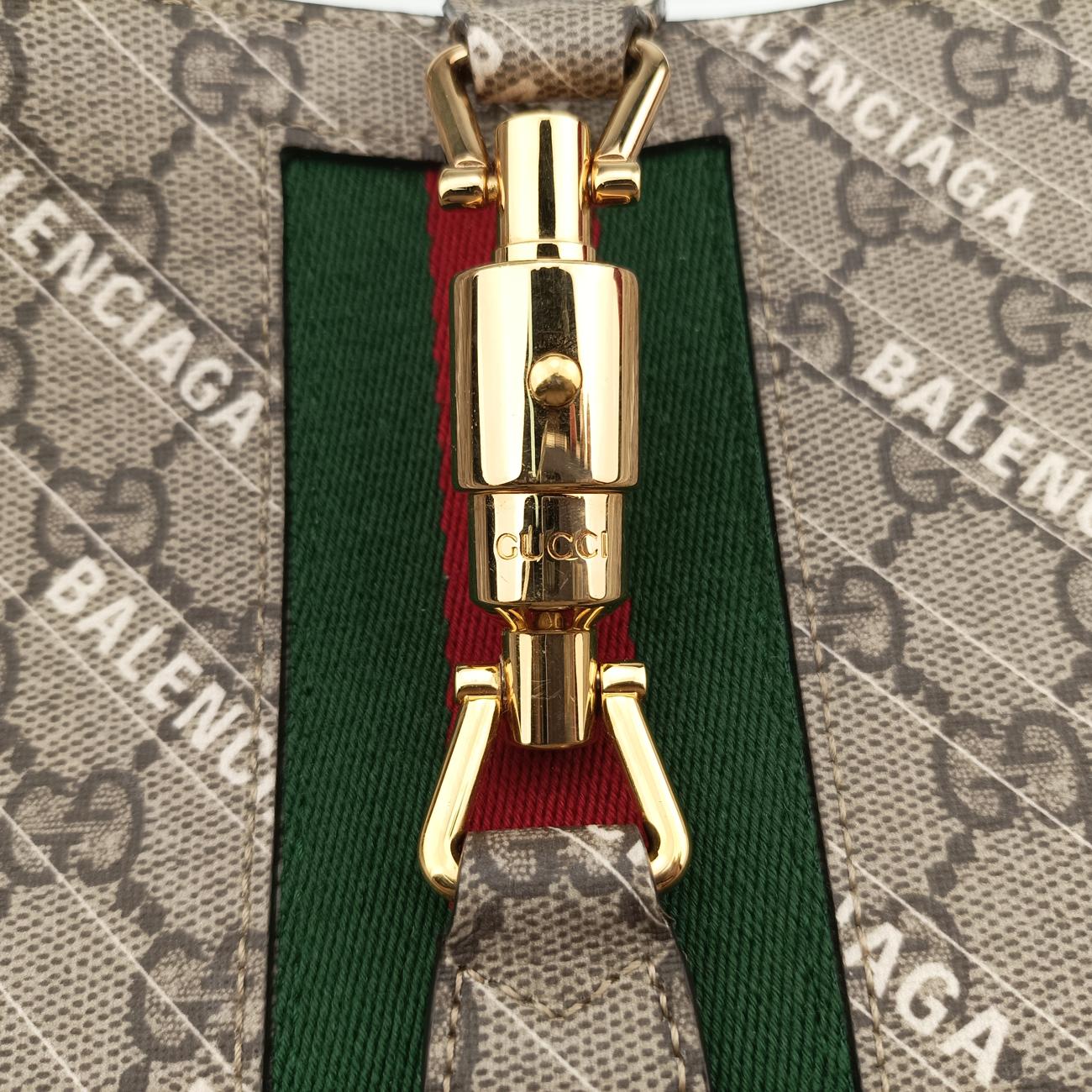 Balenciaga collaboration The Hacker Project Jackie 1961beige×red×greenPVC coated canvas636706A036622156バレンシアガ コラボ ザ ハッカー プロジェクト ジャッキー 1961ベージュ×レッド×グリーンPVCコーティングキャンバス636706A036622156