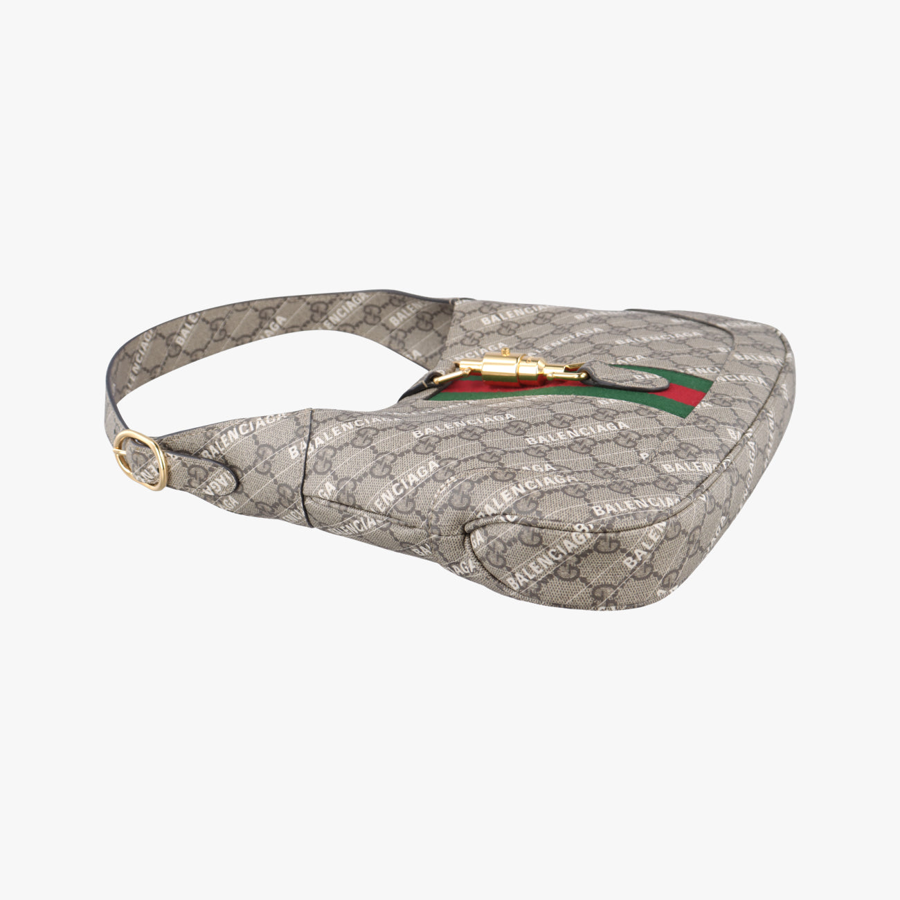 Balenciaga collaboration The Hacker Project Jackie 1961beige×red×greenPVC coated canvas636706A036622156バレンシアガ コラボ ザ ハッカー プロジェクト ジャッキー 1961ベージュ×レッド×グリーンPVCコーティングキャンバス636706A036622156
