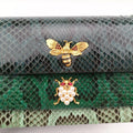 bee embellishmentGreensnakeskinビー エンベリッシュメントグリーンヘビ革