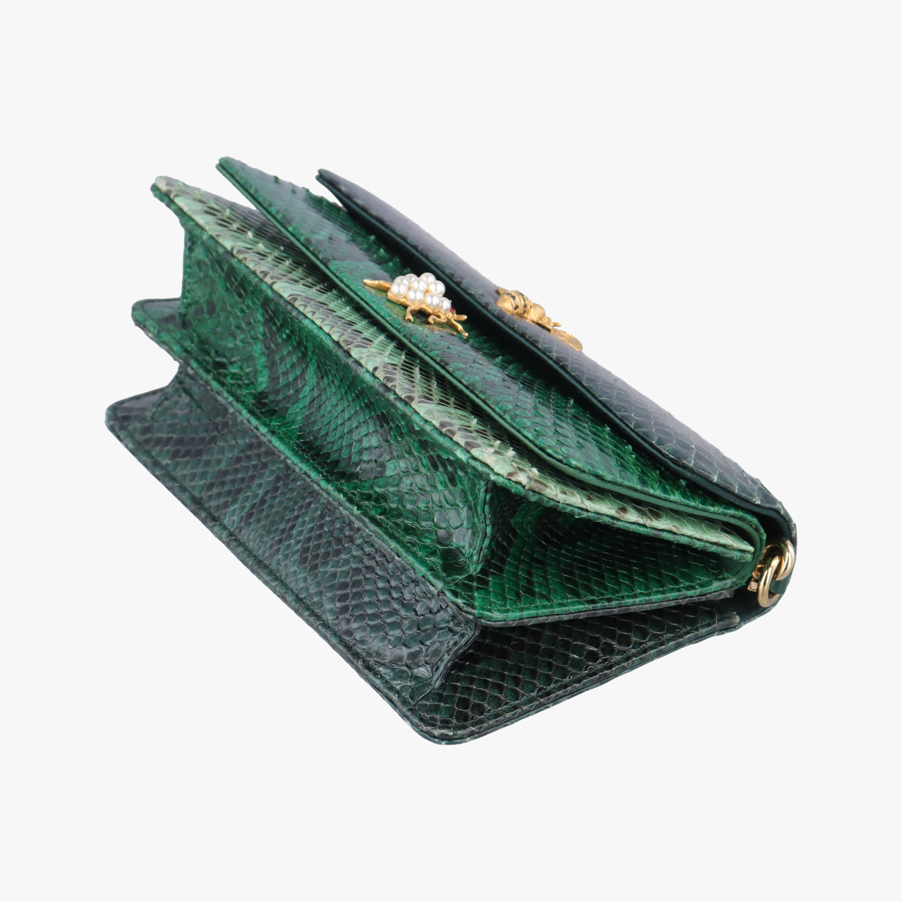 bee embellishmentGreensnakeskinビー エンベリッシュメントグリーンヘビ革