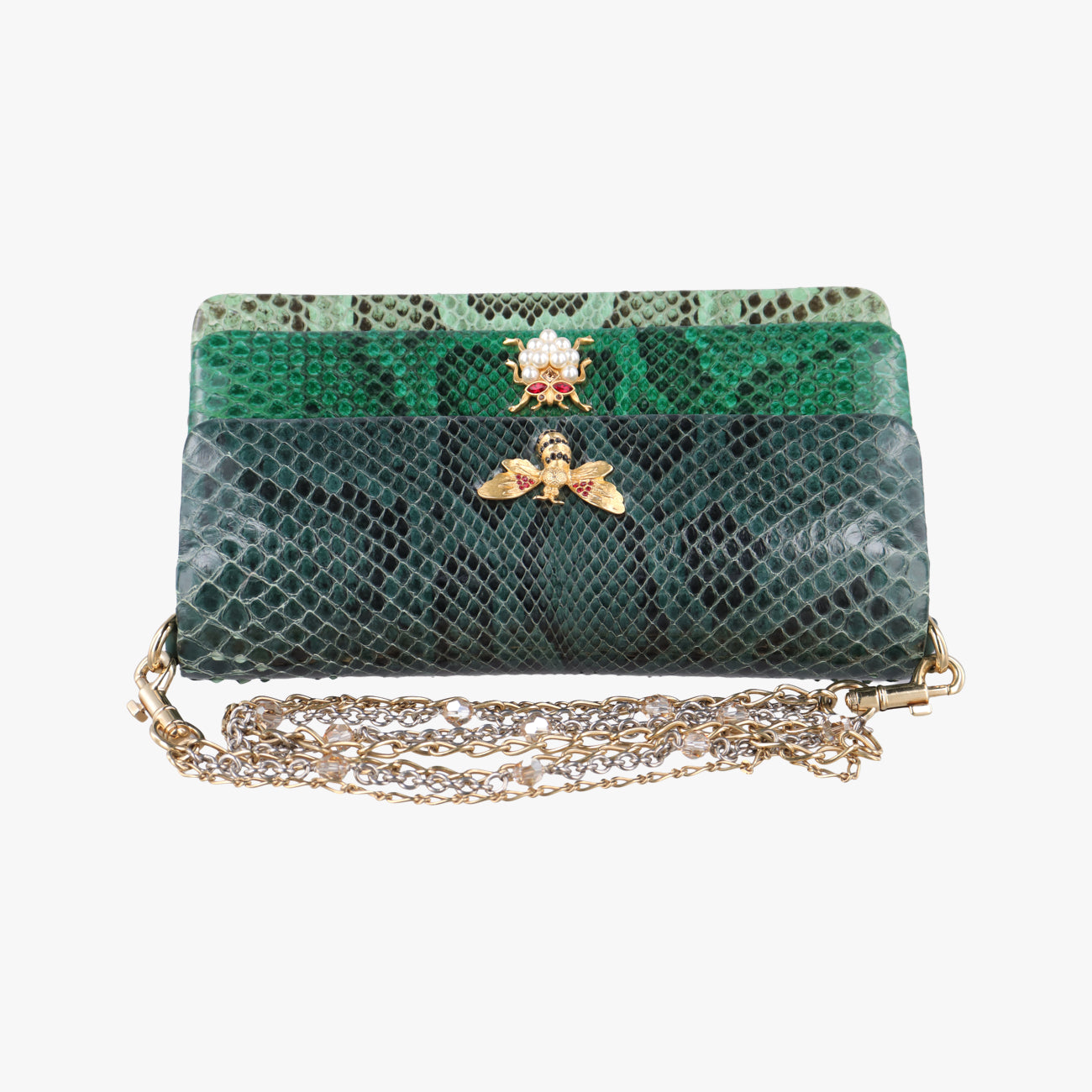 bee embellishmentGreensnakeskinビー エンベリッシュメントグリーンヘビ革