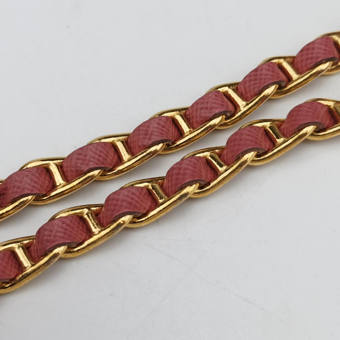 Metal Wallet on Chain Cornflower ClutchPinkSaffiano leather1MT290221メタル ウォレット オン チェーン コーンフラワー クラッチピンクサフィアーノレザー1MT290221