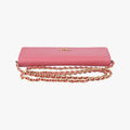 Metal Wallet on Chain Cornflower ClutchPinkSaffiano leather1MT290221メタル ウォレット オン チェーン コーンフラワー クラッチピンクサフィアーノレザー1MT290221