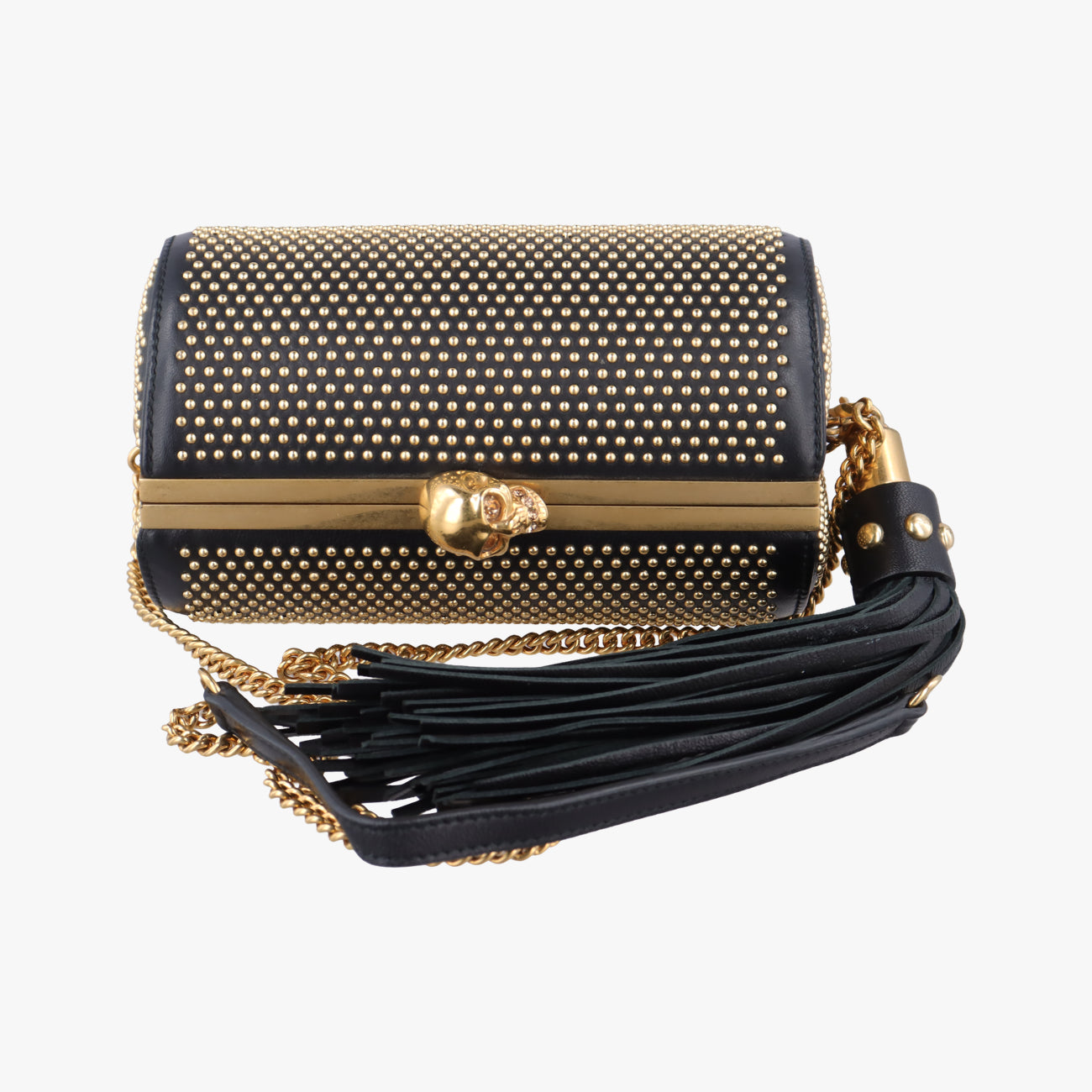 Studded Box With TasselBlackLeather358903 000926タッセル付きスタッズボックスブラックレザー358903 000926
