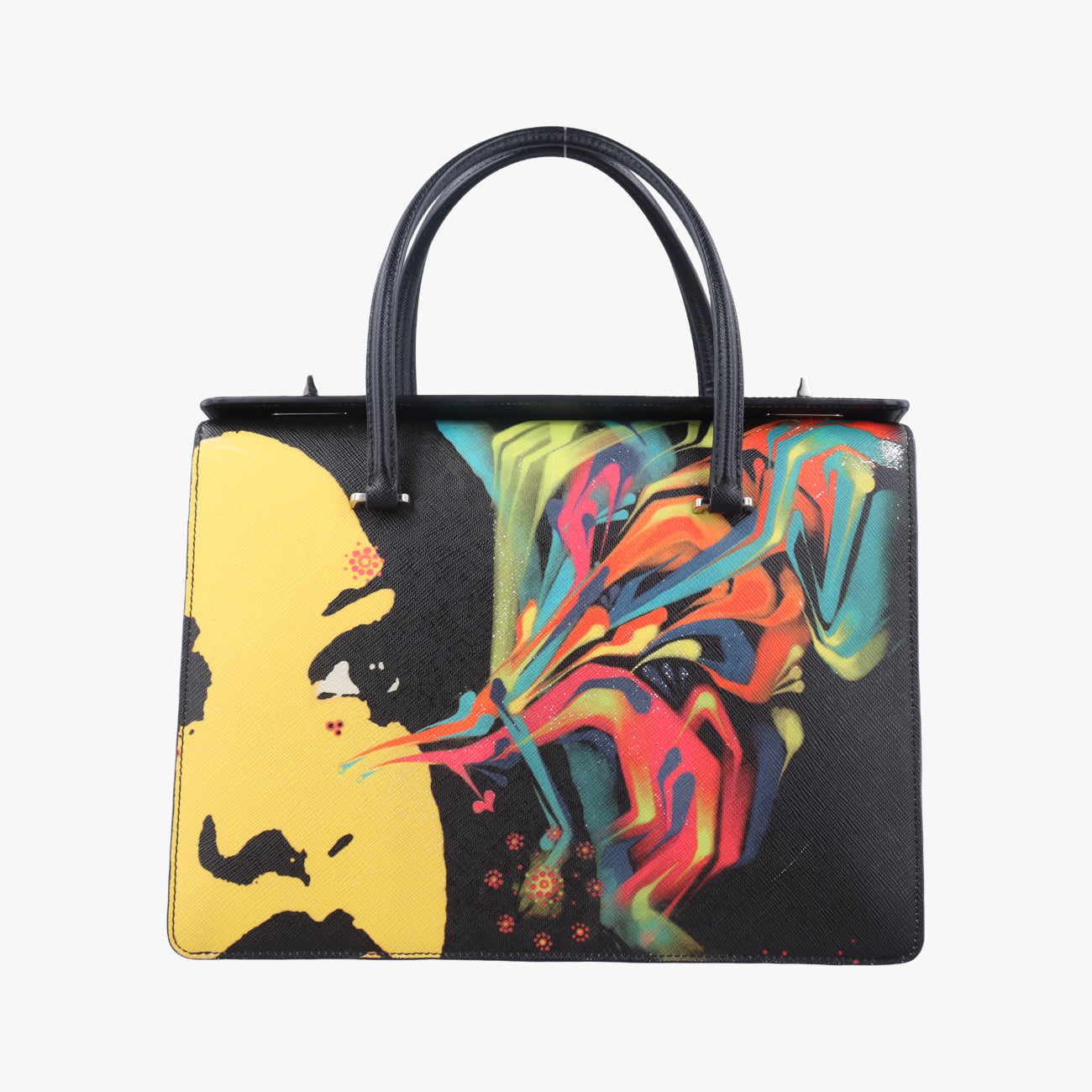 Lux Face Art TwinBlack×MulticolourSaffiano LeatherB2710K231ラックスフェイスアートツインブラック×マルチカラーサフィアーノレザーB2710K231