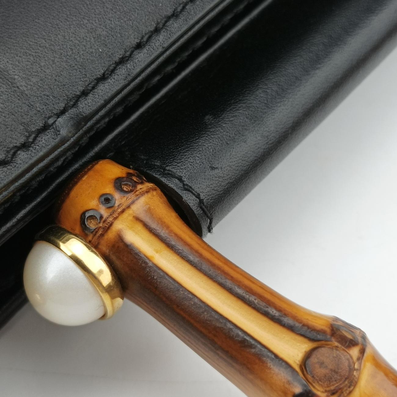 Bamboo Web NymphaeaBlackLeather459075G022371401ニムフェア バンブー ウェブブラックレザー459075G022371401