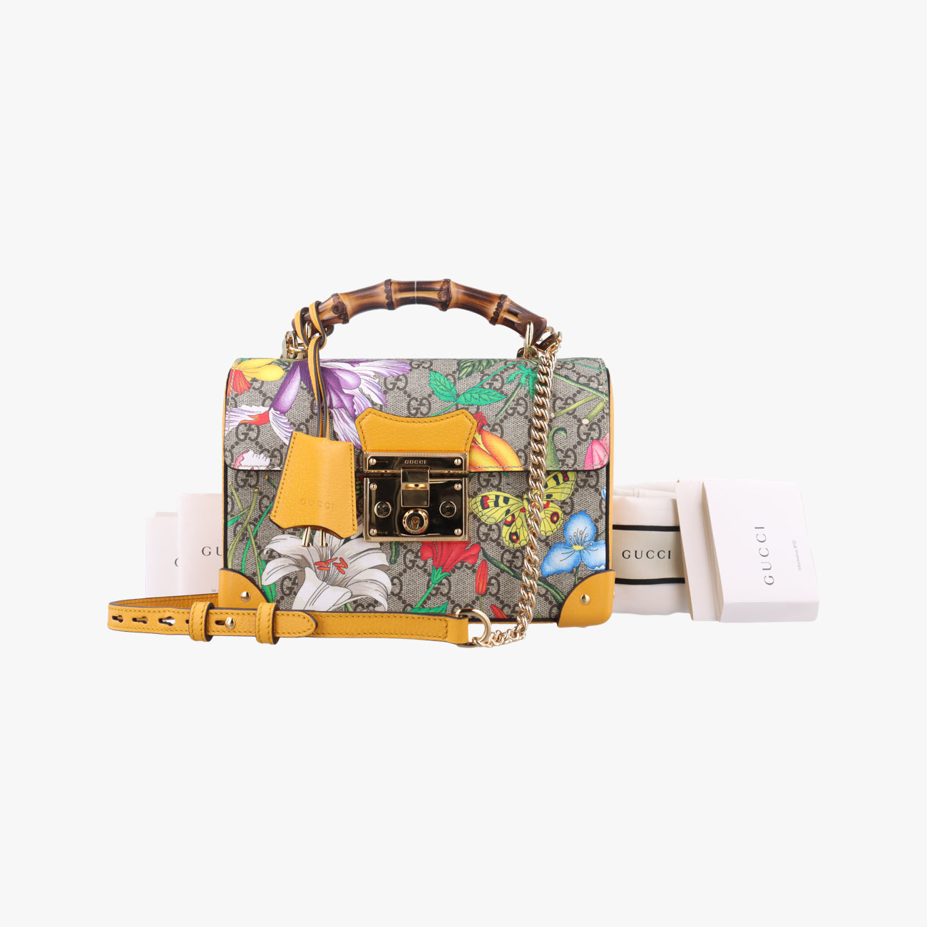 GG flora Padlock BambooMulticolourPVC coated canvas603221E032441058GGアップル パドロック バンブーマルチカラーPVCコーティングキャンバス603221E032441058