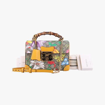 GG flora Padlock BambooMulticolourPVC coated canvas603221E032441058GGアップル パドロック バンブーマルチカラーPVCコーティングキャンバス603221E032441058