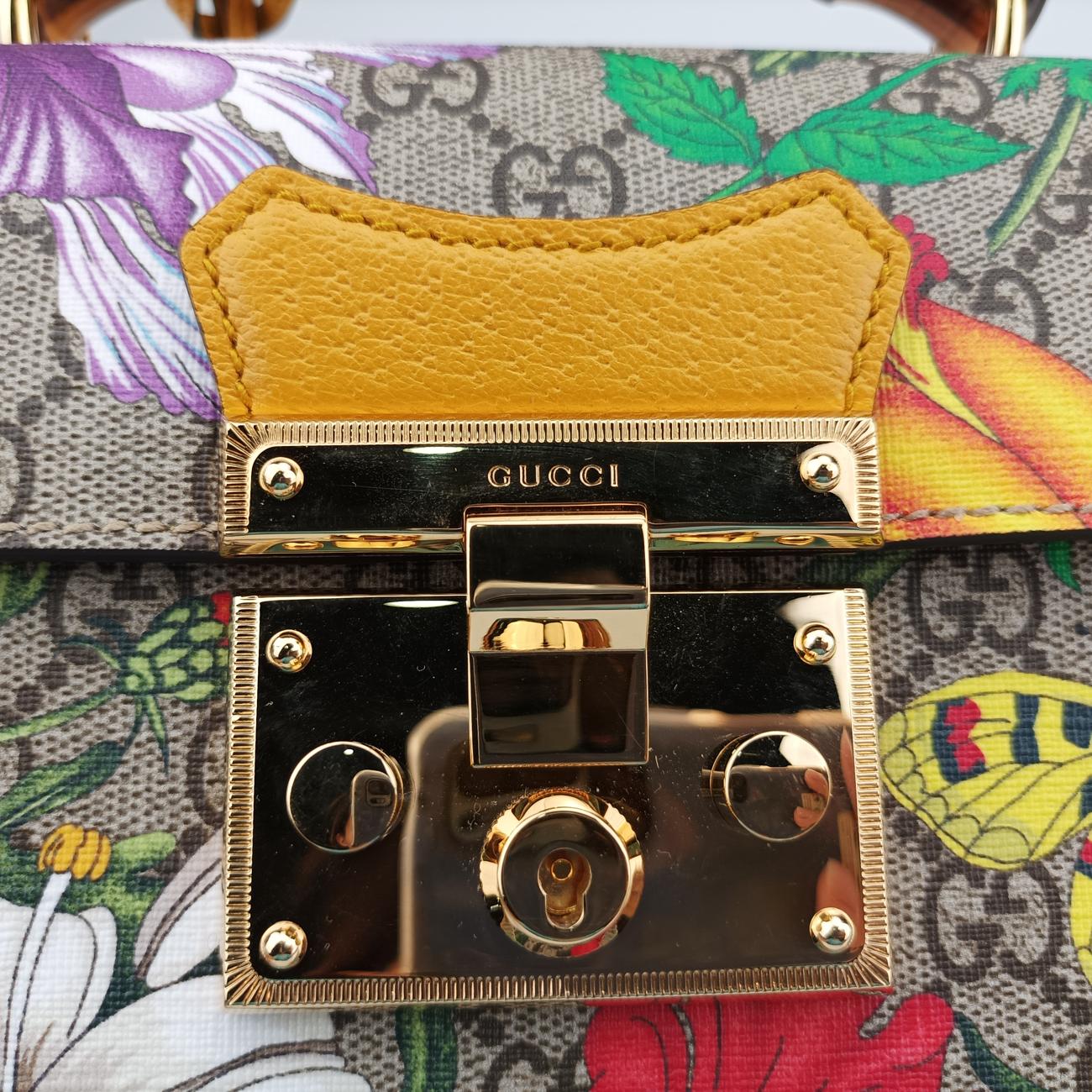GG flora Padlock BambooMulticolourPVC coated canvas603221E032441058GGアップル パドロック バンブーマルチカラーPVCコーティングキャンバス603221E032441058