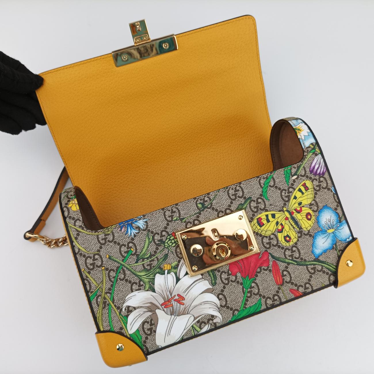 GG flora Padlock BambooMulticolourPVC coated canvas603221E032441058GGアップル パドロック バンブーマルチカラーPVCコーティングキャンバス603221E032441058