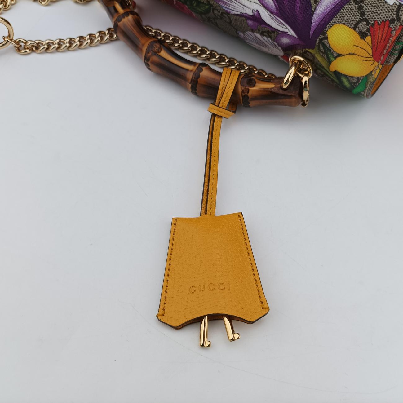 GG flora Padlock BambooMulticolourPVC coated canvas603221E032441058GGアップル パドロック バンブーマルチカラーPVCコーティングキャンバス603221E032441058
