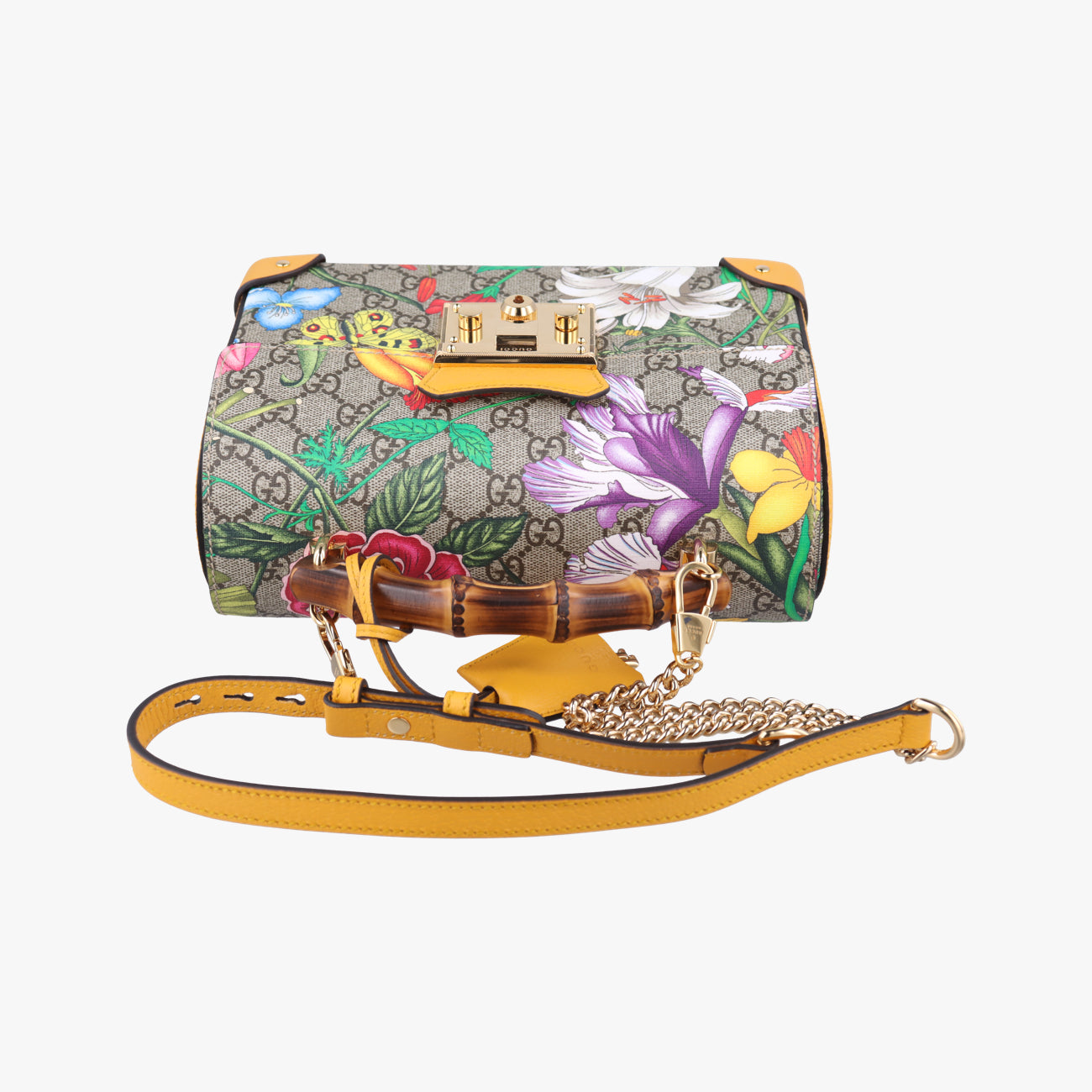 GG flora Padlock BambooMulticolourPVC coated canvas603221E032441058GGアップル パドロック バンブーマルチカラーPVCコーティングキャンバス603221E032441058