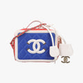 Filigree Vanity CaseBlue x Red x WhiteCaviar SkinA9334227036458CCフィリグリー バニティ ケース トップ ハンドルブルー×レッド×ホワイトキャビアスキンA9334227036458