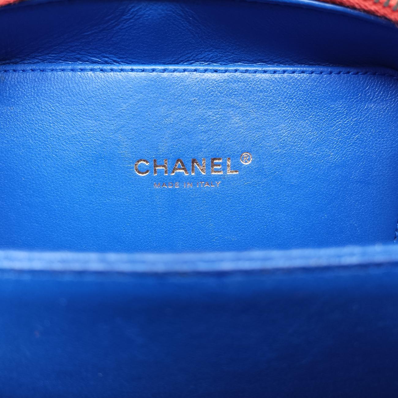 Filigree Vanity CaseBlue x Red x WhiteCaviar SkinA9334227036458CCフィリグリー バニティ ケース トップ ハンドルブルー×レッド×ホワイトキャビアスキンA9334227036458