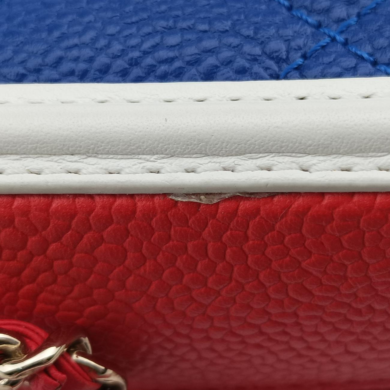 Filigree Vanity CaseBlue x Red x WhiteCaviar SkinA9334227036458CCフィリグリー バニティ ケース トップ ハンドルブルー×レッド×ホワイトキャビアスキンA9334227036458