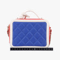 Filigree Vanity CaseBlue x Red x WhiteCaviar SkinA9334227036458CCフィリグリー バニティ ケース トップ ハンドルブルー×レッド×ホワイトキャビアスキンA9334227036458