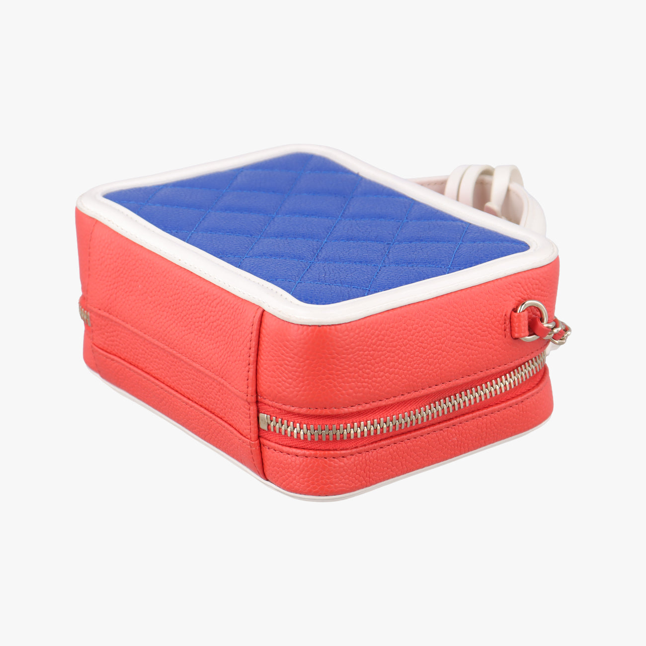 Filigree Vanity CaseBlue x Red x WhiteCaviar SkinA9334227036458CCフィリグリー バニティ ケース トップ ハンドルブルー×レッド×ホワイトキャビアスキンA9334227036458