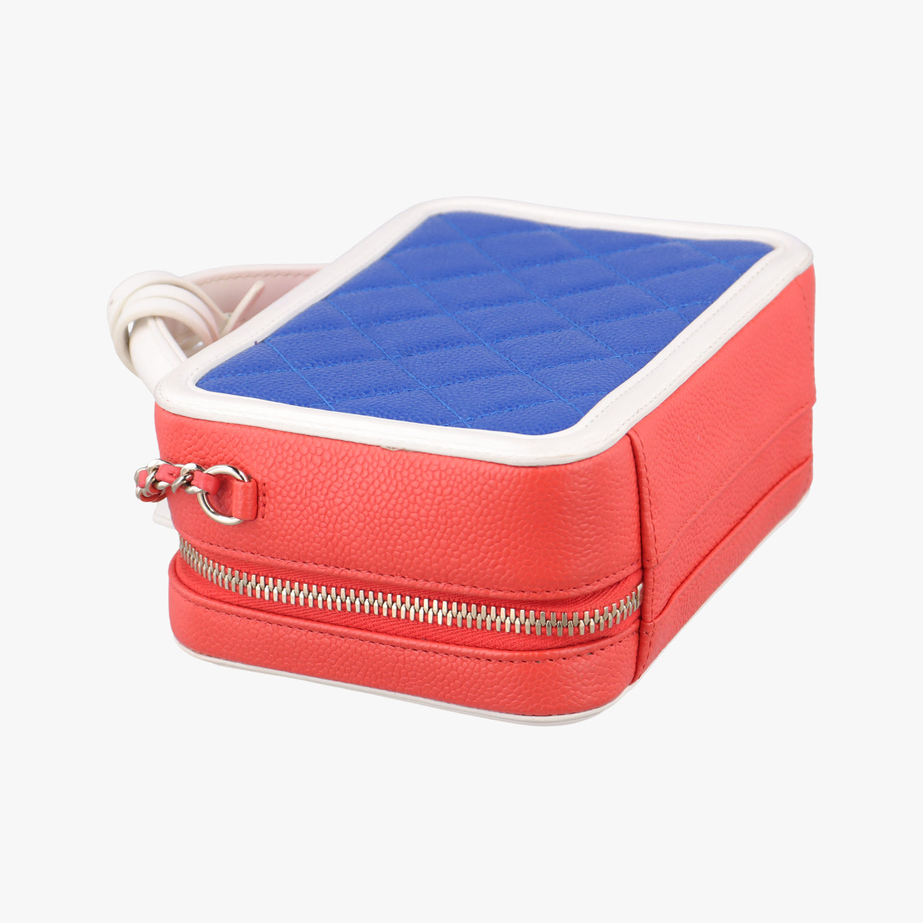Filigree Vanity CaseBlue x Red x WhiteCaviar SkinA9334227036458CCフィリグリー バニティ ケース トップ ハンドルブルー×レッド×ホワイトキャビアスキンA9334227036458