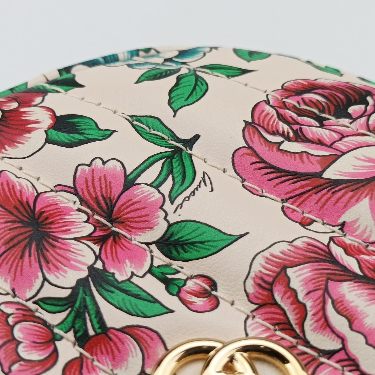 GG Marmont Flower Print HeartMulticolourLeather740355C040806063GGマーモント フラワー プリント ハートマルチカラーレザー740355C040806063