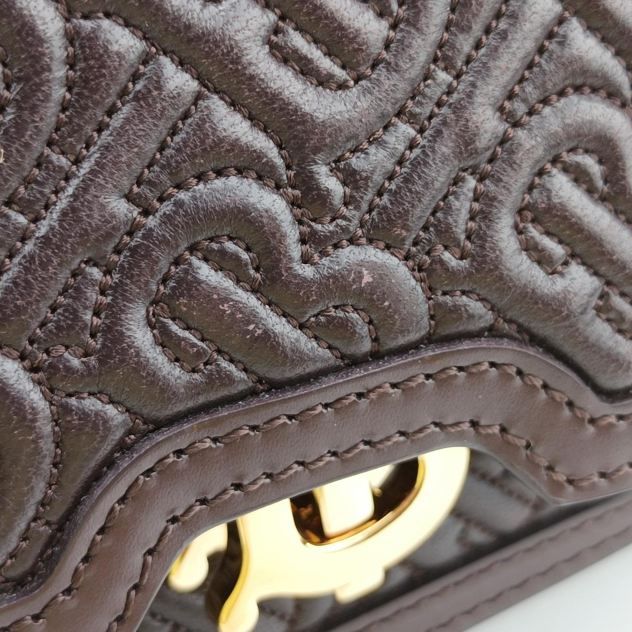 Mini Quilted Monogram TBBrownLeatherITALBSRL239CALミニキルティングモノグラムTBブラウンレザーITALBSRL239CAL