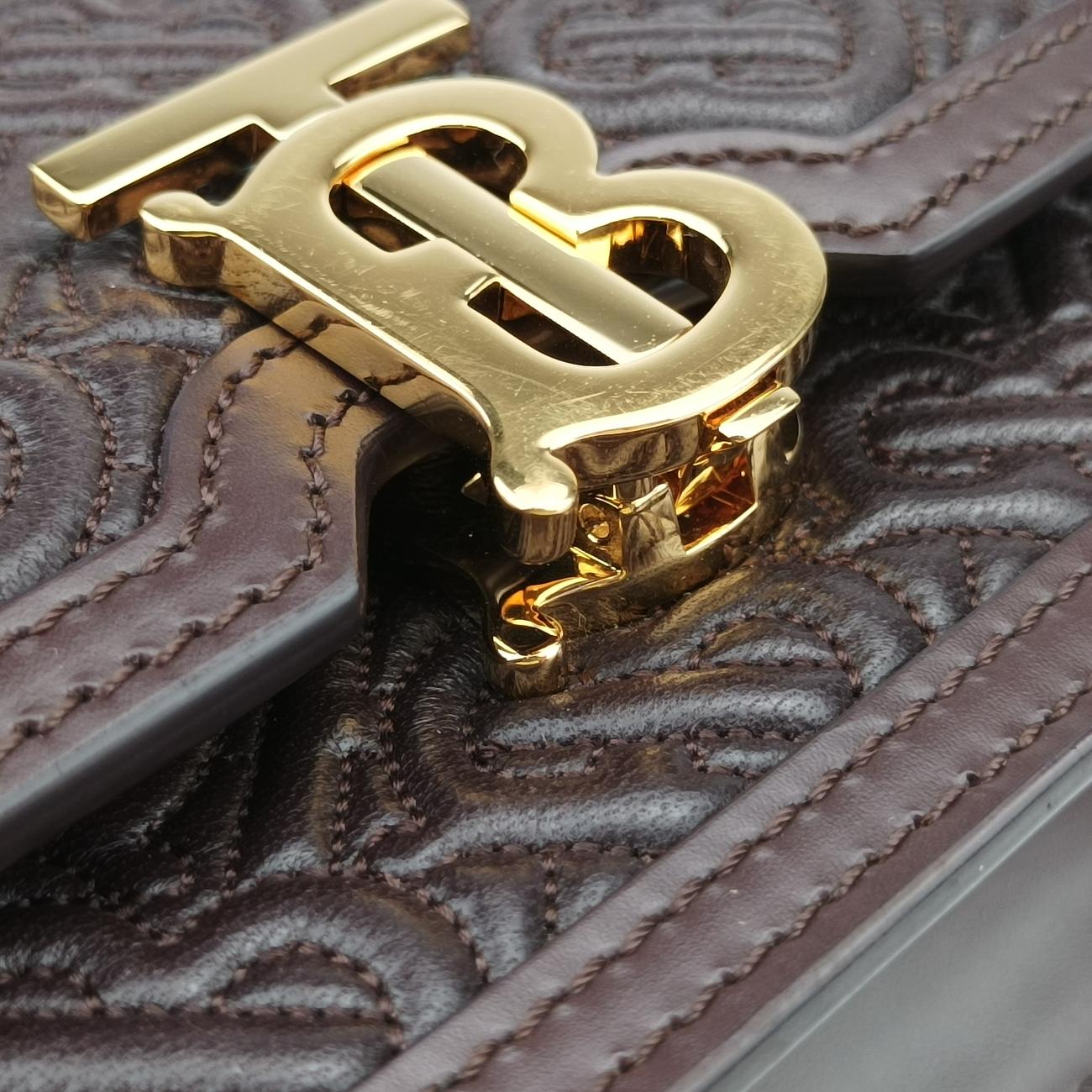 Mini Quilted Monogram TBBrownLeatherITALBSRL239CALミニキルティングモノグラムTBブラウンレザーITALBSRL239CAL