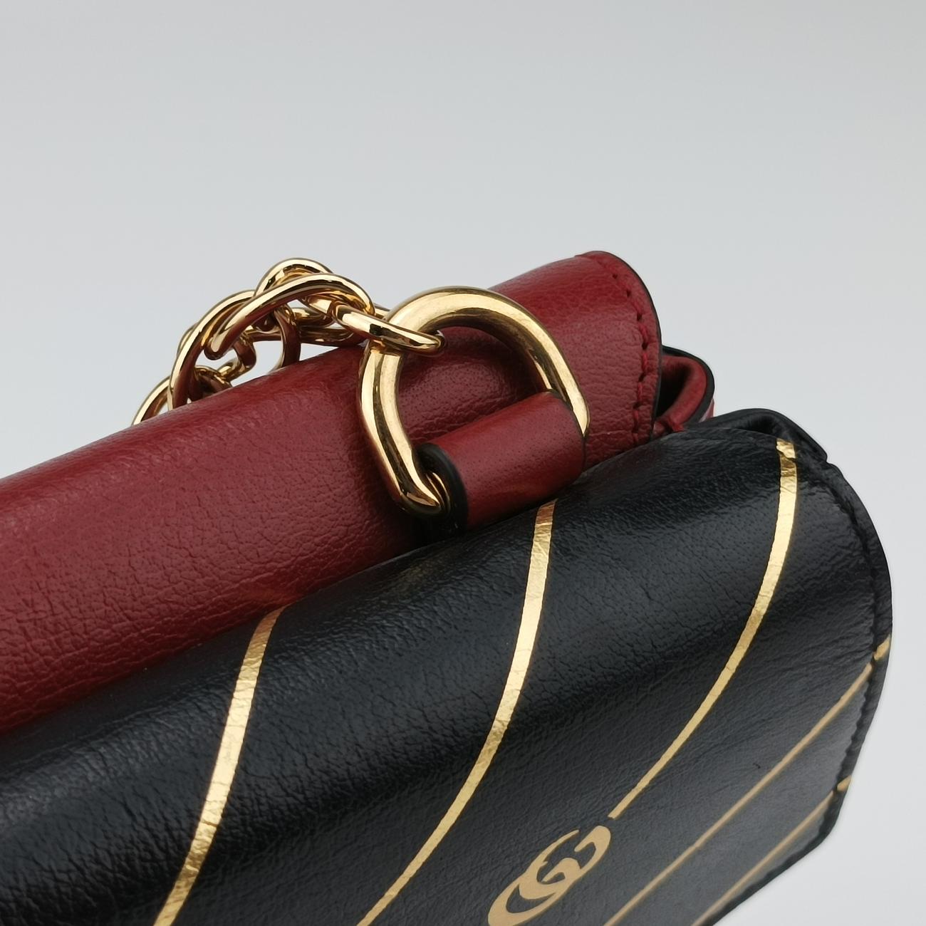Thiara MediumBlack x Red x GoldLeather524822A025653993ティアラ ミディアムブラック×レッド×ゴールドレザー524822A025653993